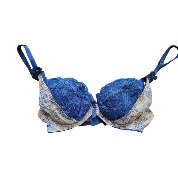 Aubade Memoire Blue Lace Bra Size 32C - Picture 1 of 5